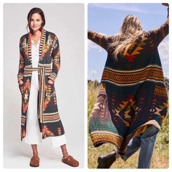 Faherty Sweaters - Faherty Paloma Duster Cardigan Sweater Valley Multi
Aztec Size Small